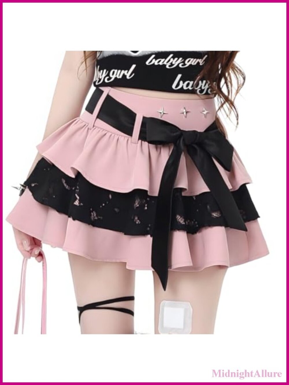 Kawaii Lolita Ribbon High Rise Rivet Lace Layered Ruffle Short Skirt